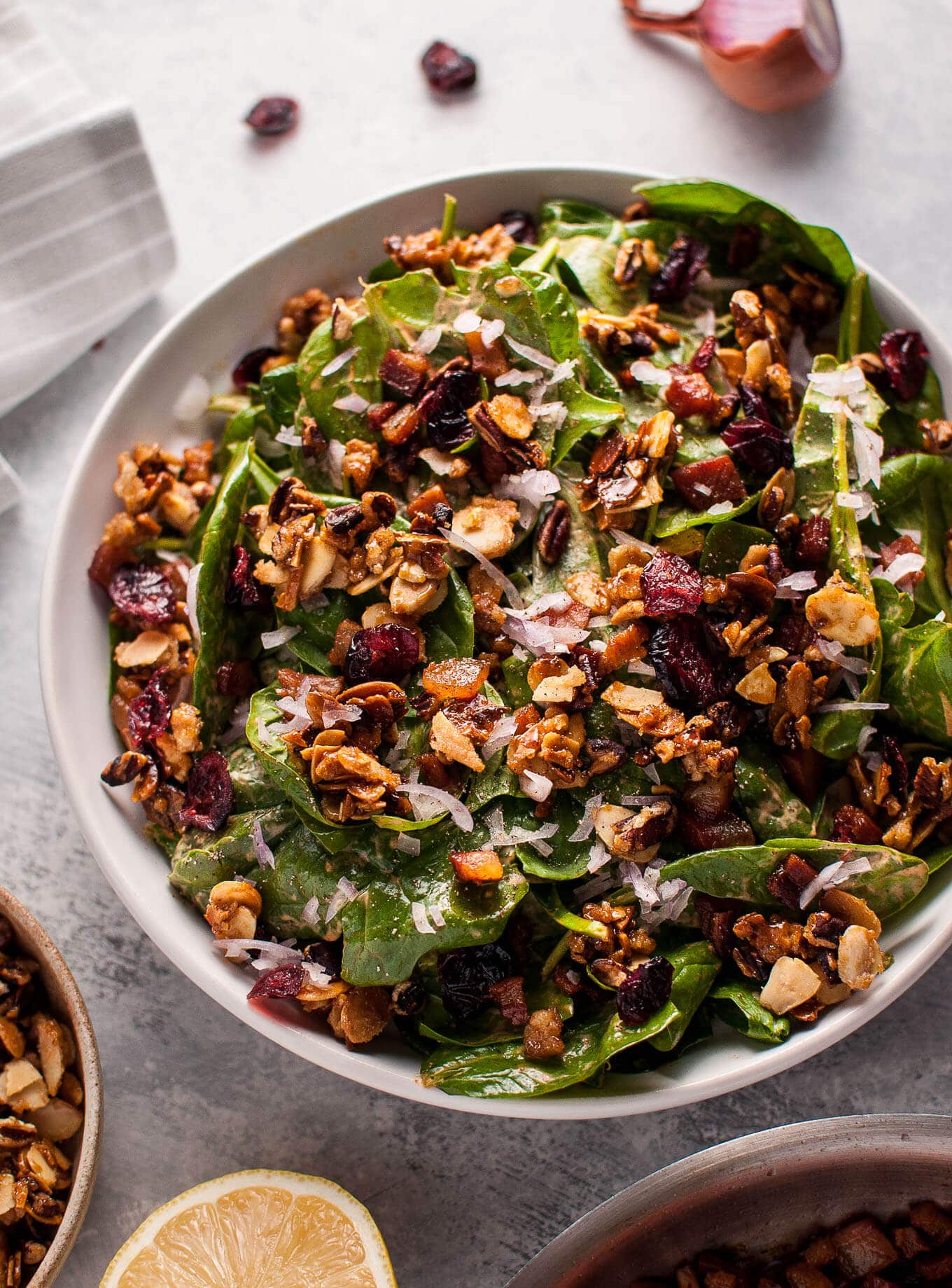 Spinach Salad with Crispy Pancetta and Candied Nuts • Salt &amp; Lavender