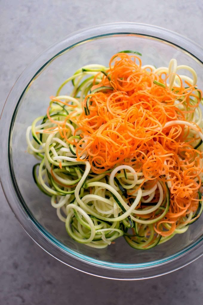 zucchini noodles in a glass bowl