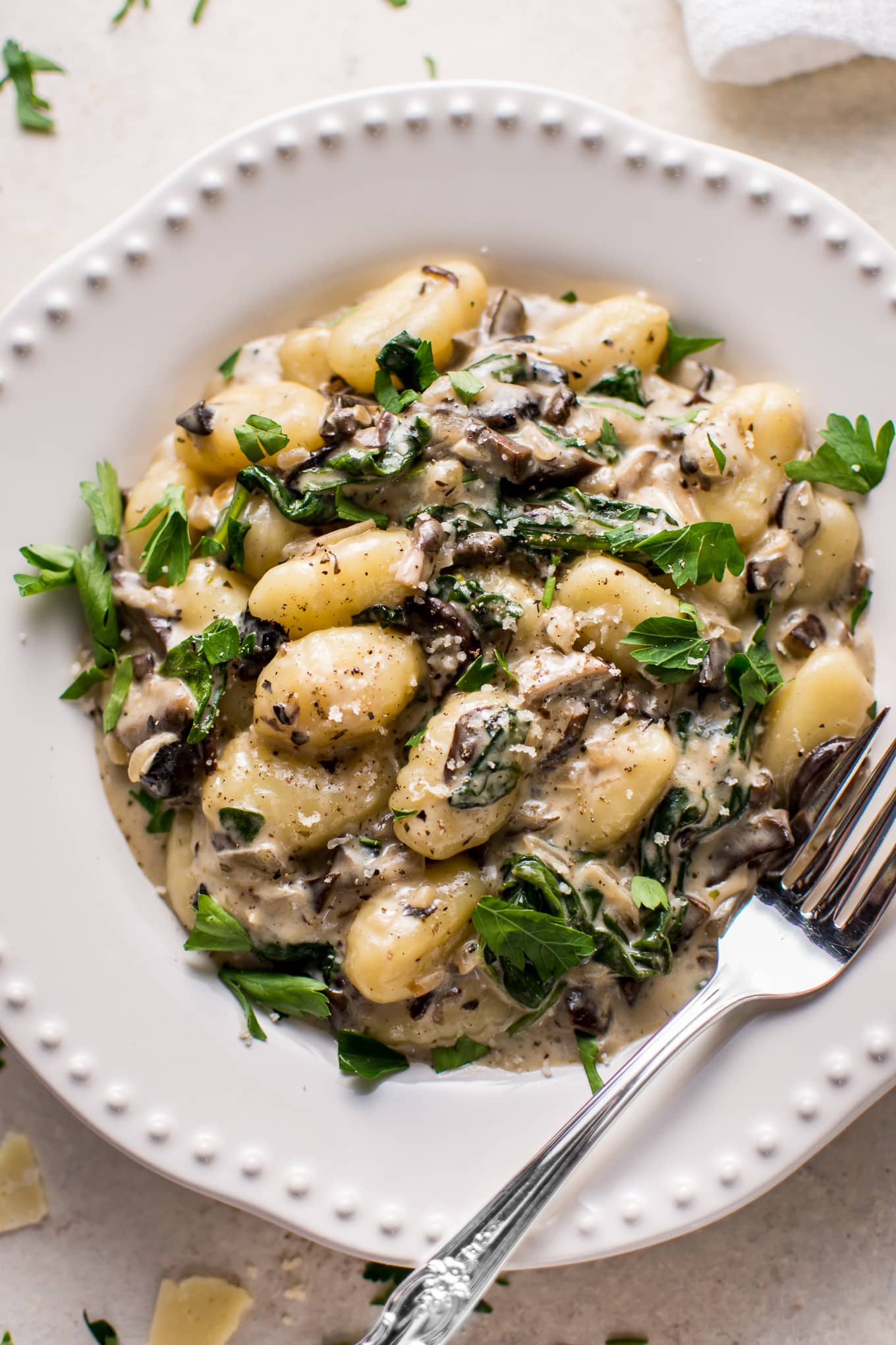 Creamy Mushroom and Spinach Gnocchi • Salt & Lavender