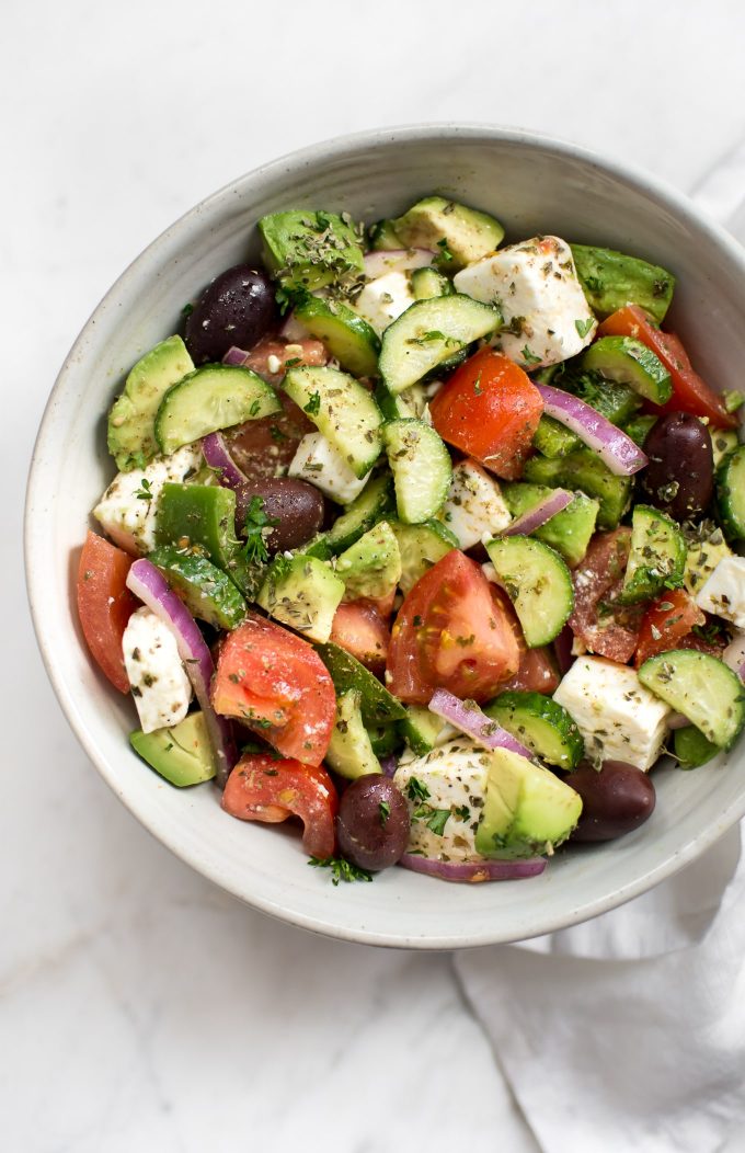Avocado Greek Salad Recipe • Salt & Lavender