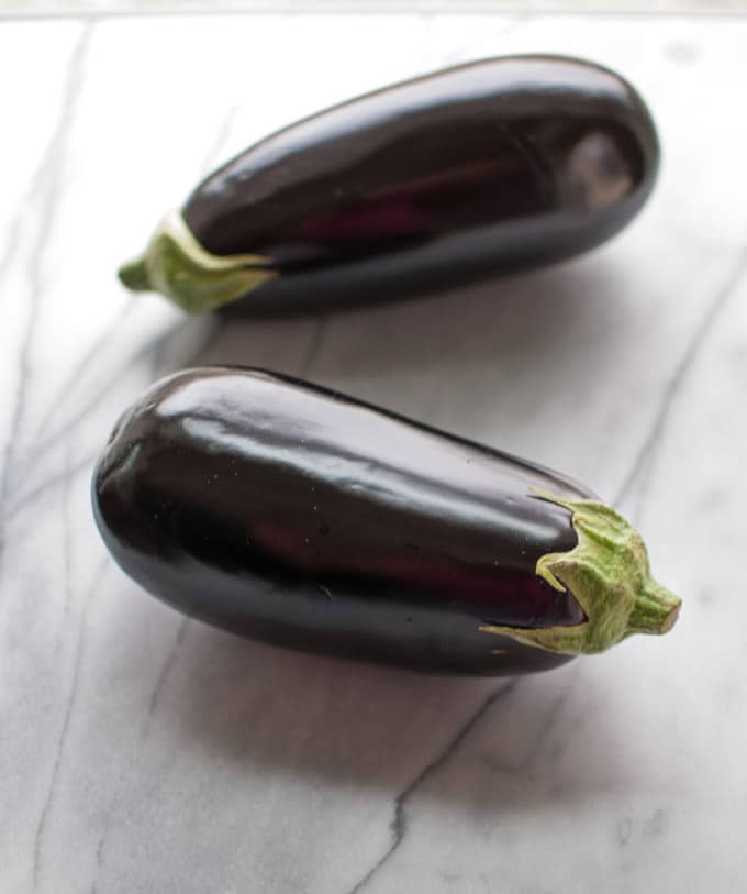 two whole eggplants