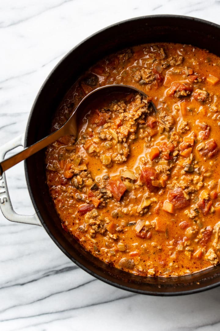 homemade spaghetti sauce in a pot