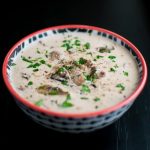 A creamy mushroom soup with sherry. Perfect served with a baguette!