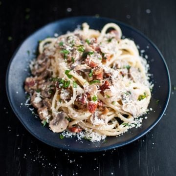 Pancetta, Mushroom, and Garlic Linguini - Salt & Lavender