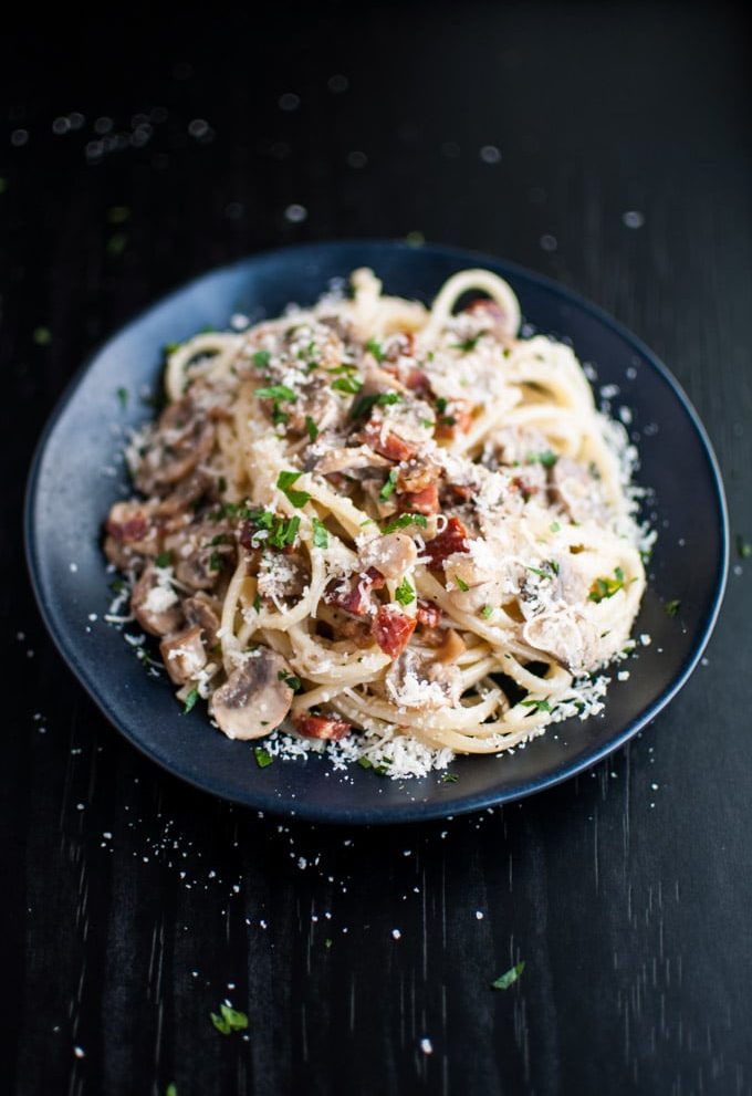 Pancetta, Mushroom, and Garlic Linguini - Salt & Lavender