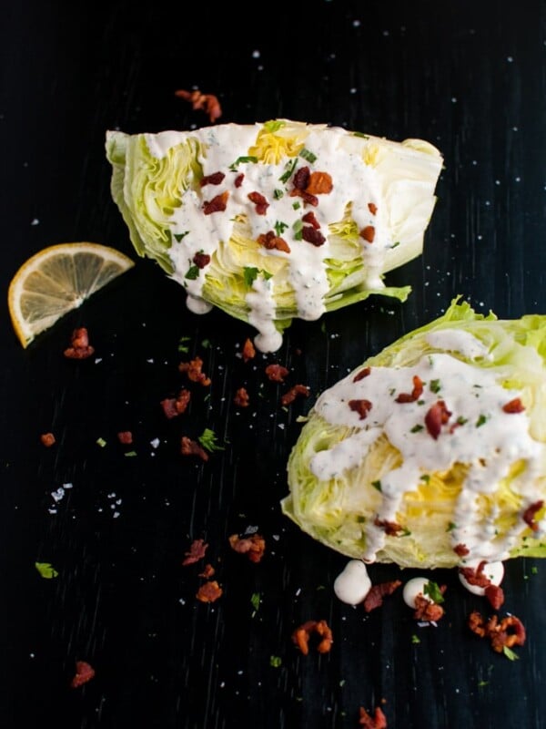 Iceberg Wedge Salad with Homemade Ranch and Bacon - an easy, beautiful, and delicious salad!