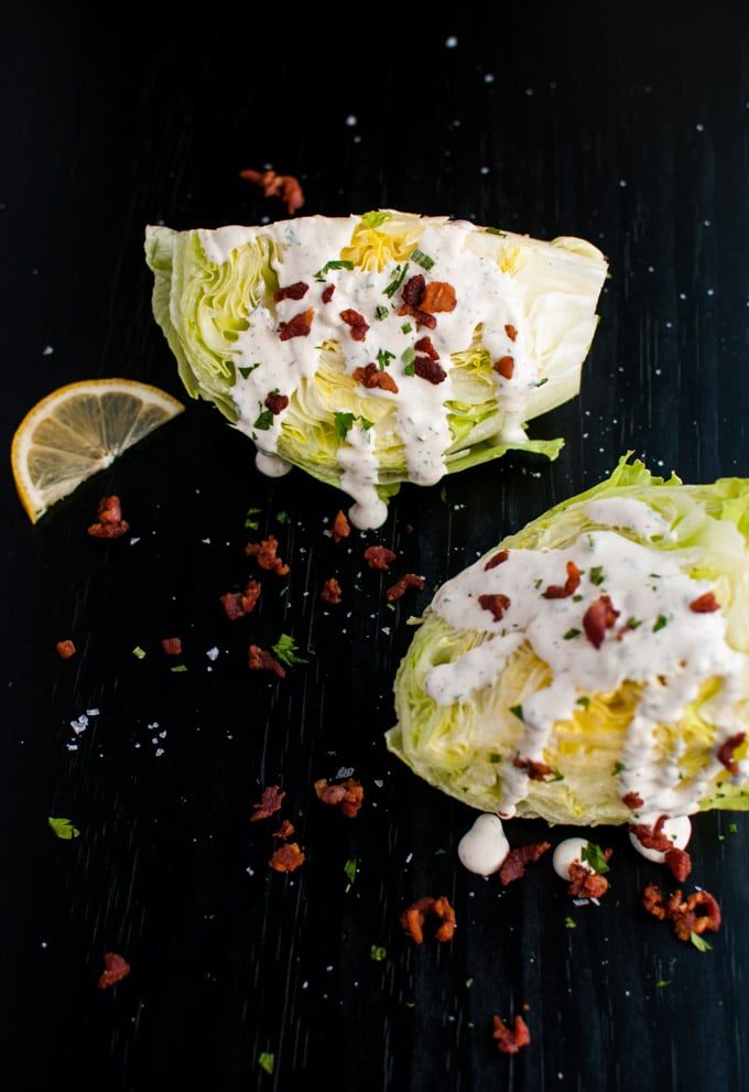 Iceberg Wedge Salad with Homemade Ranch and Bacon - an easy, beautiful, and delicious salad!
