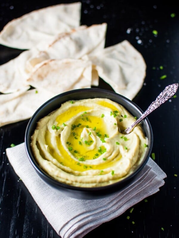 A healthy, smooth, and delicious avocado and white bean dip, ready in five minutes! Makes a great appetizer.