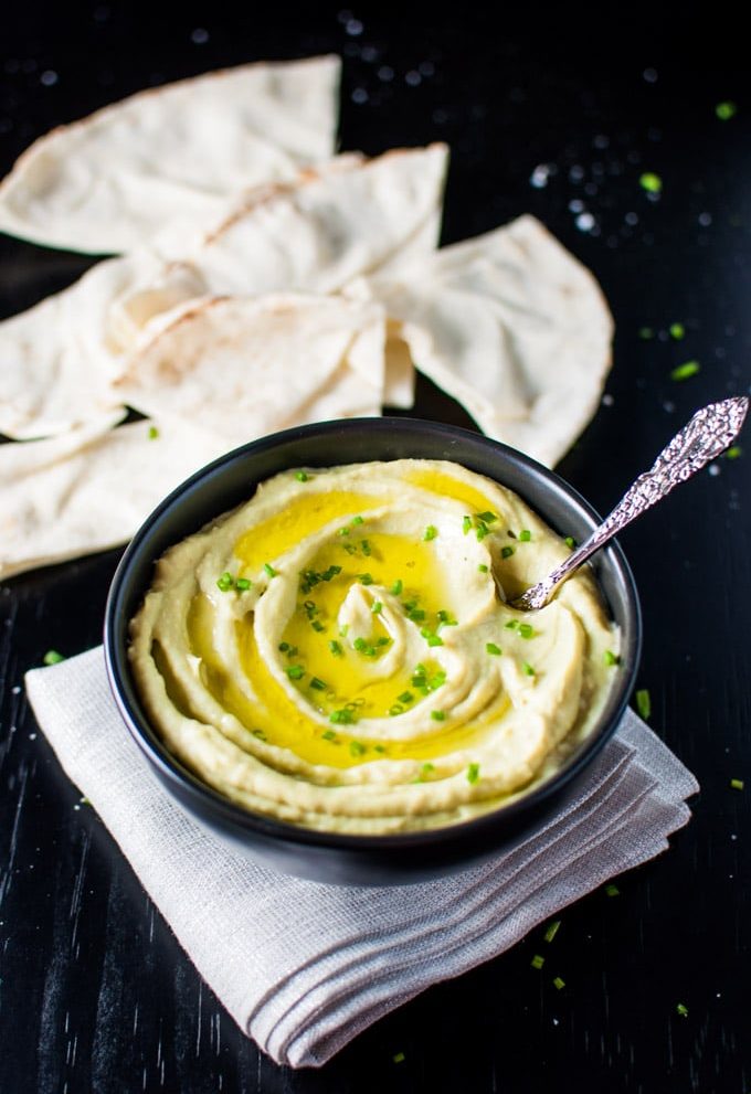 A healthy, smooth, and delicious avocado and white bean dip, ready in five minutes! Makes a great appetizer.