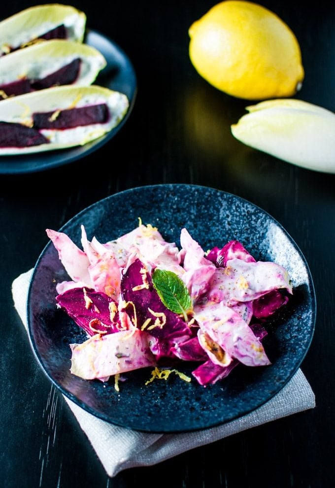 Beet, endive, fresh herbs, and cool Greek yogurt make a unique flavor combination.