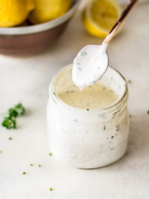 This homemade ranch dressing recipe is fast, easy to make, healthy, and tastes so much better than the store-bought variety. This recipe is made without buttermilk, so you don't have to worry about what to do with the rest!