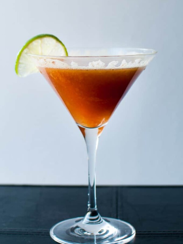 Persimmon Cocktail - a refreshing drink with persimmons, lime, creme de cassis, and champage. - Salt & Lavender