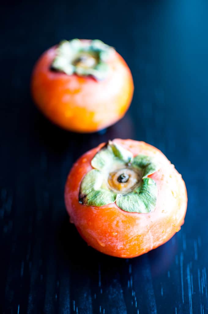 close-up of persimmons