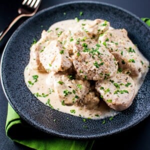 Tender pork smothered in a dijon sauce - ready in half an hour!