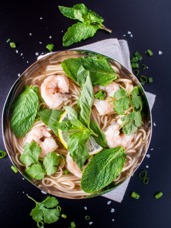 This Asian style shrimp and noodle soup is healthy, fresh, and comforting. Ready in 30 minutes.