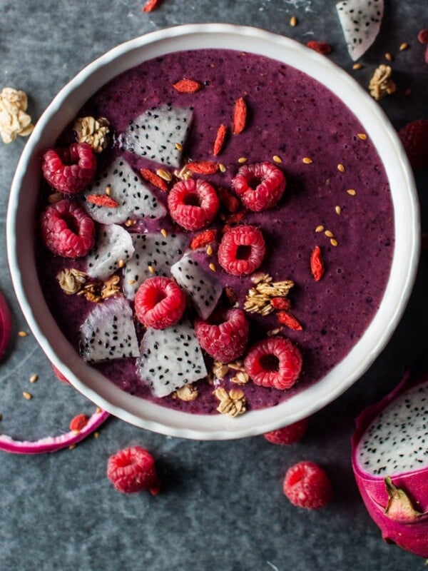 This mixed berry and dragonfruit smoothie bowl comes together quickly and is filling, tasty, and loaded with antioxidants. Perfect for breakfast or anytime you're craving a healthy meal.