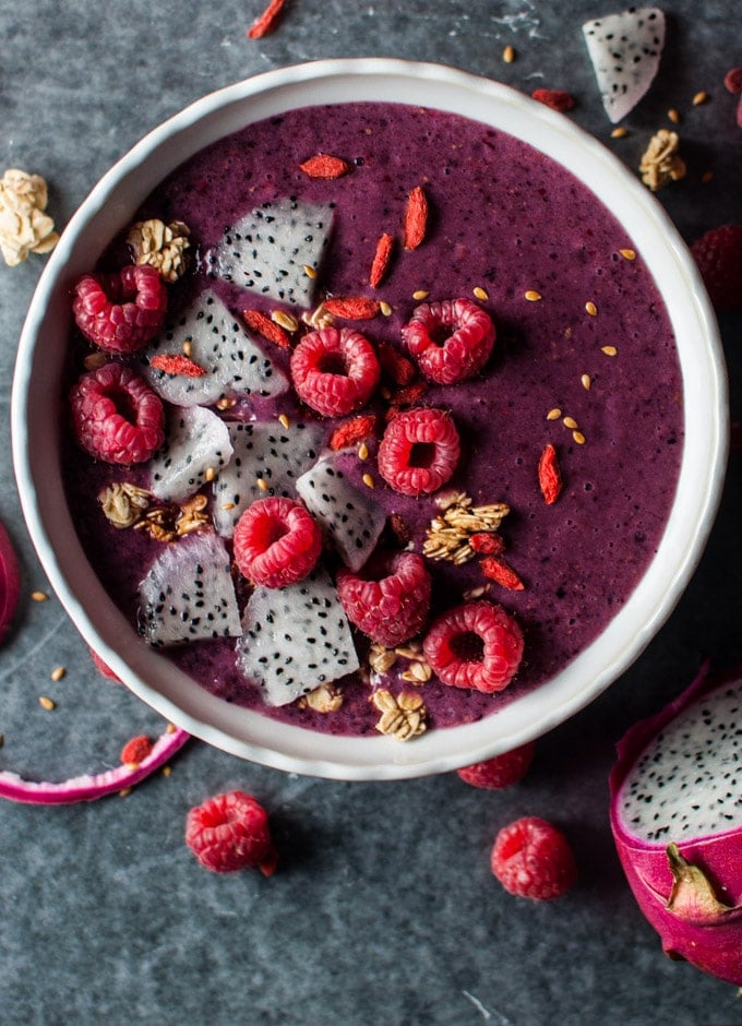 Mixed Berry Smoothie Bowl with Dragon Fruit - Salt & Lavender