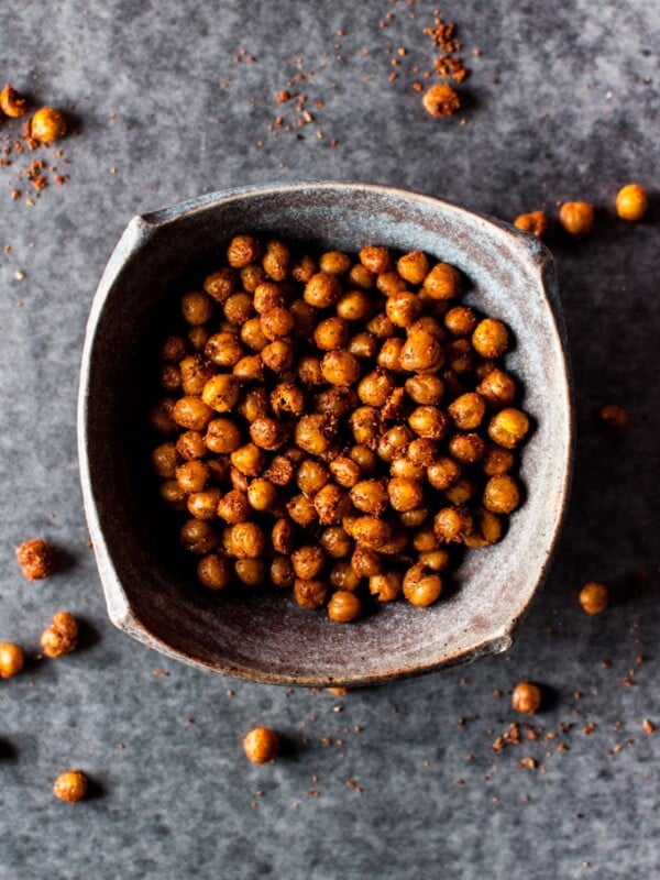 Southwest spiced crunchy chickpeas are a healthy, tasty, and easy to make snack or salad topping.