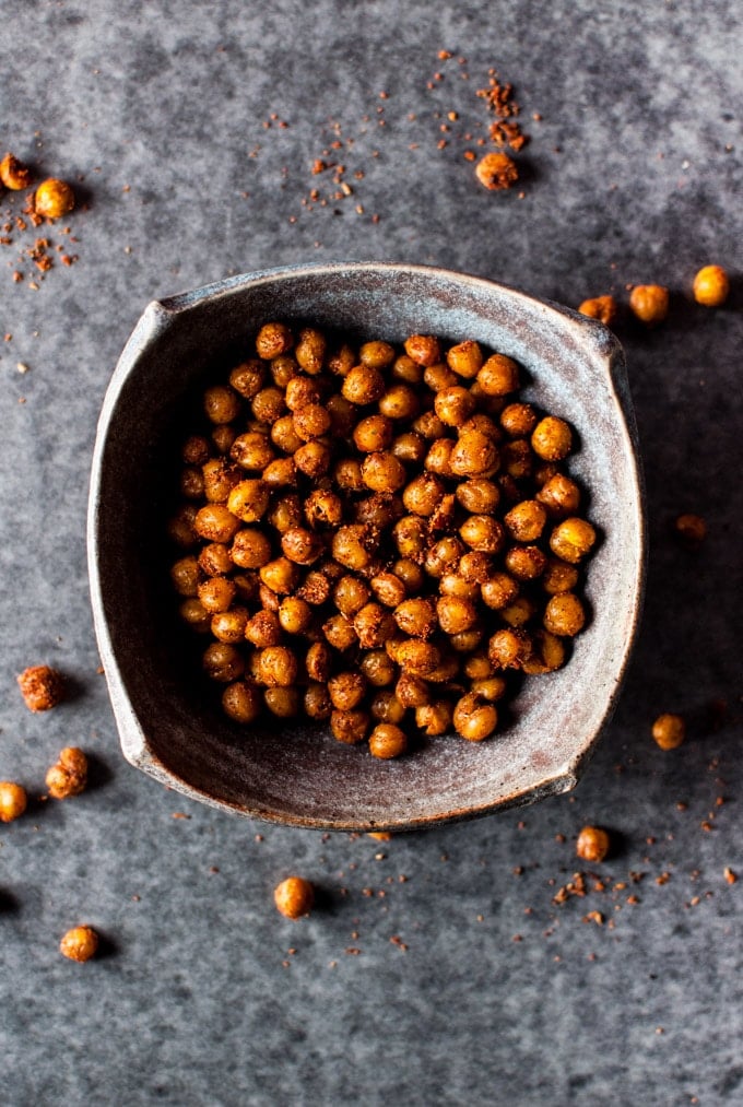 stoneware bowl with southwest spiced crunchy chickpeas
