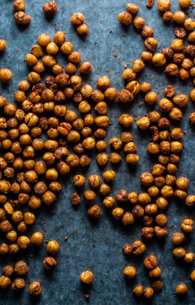 close-up of southwest spiced crunchy chickpeas