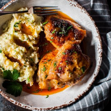My crispy braised apricot chicken is sweet, sticky, and slightly smoky. I think you'll like this straightforward chicken recipe!