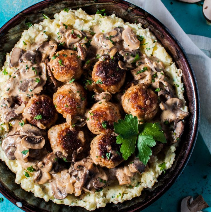 Chicken Meatballs in a Creamy Mushroom Sauce • Salt & Lavender