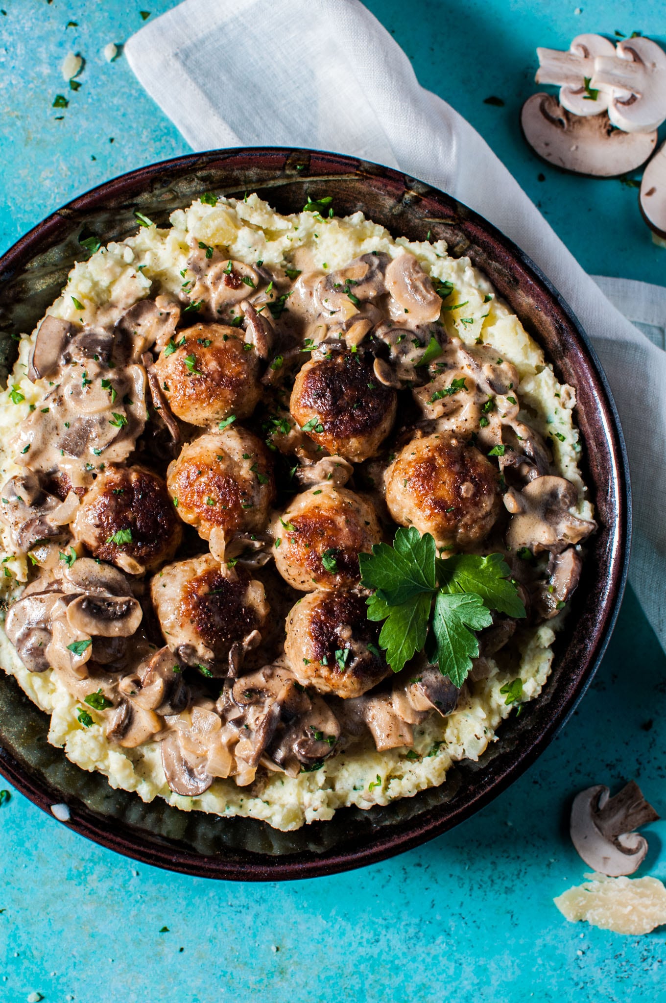 Chicken Meatballs in a Creamy Mushroom Sauce • Salt & Lavender