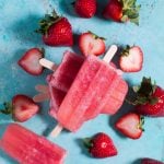 These 2-ingredient strawberry moscato popsicles are a refreshing grown-up treat!