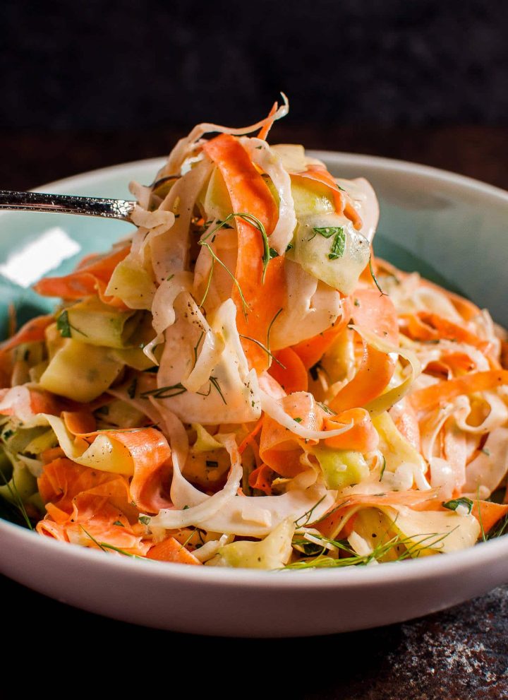 This fennel, carrot, and zucchini salad is as tasty as it is colorful. It's light and fresh and makes the perfect appetizer or side salad.