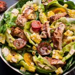 This grilled chicken salad with chipotle cilantro lime ranch dressing is smoky, fresh, and delicious.