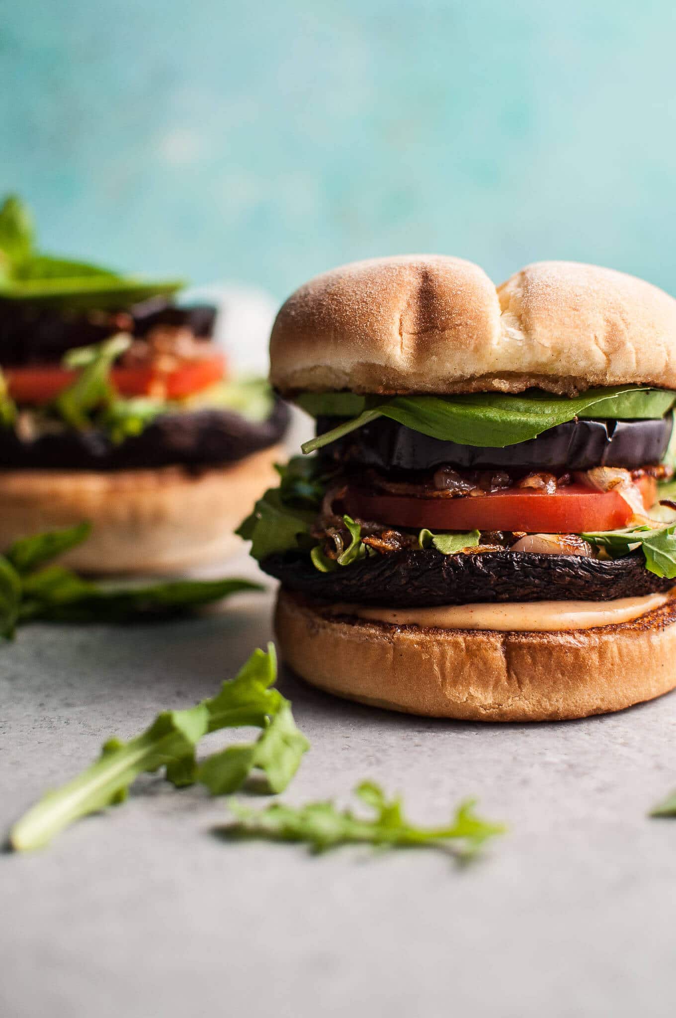 Grilled Portobello and Eggplant Veggie Burger • Salt &amp; Lavender