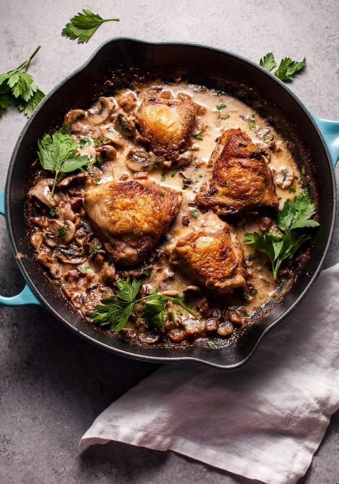 Creamy Bourbon Chicken with Pancetta and Mushrooms • Salt & Lavender