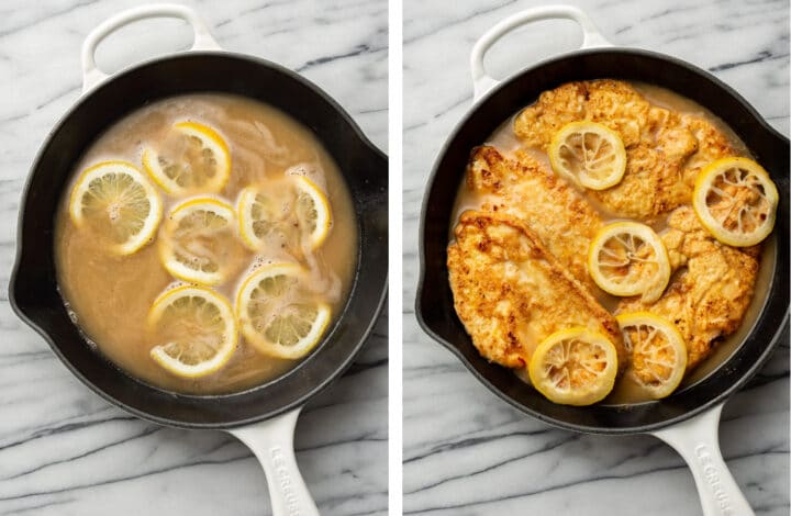 making lemon sauce for chicken francese