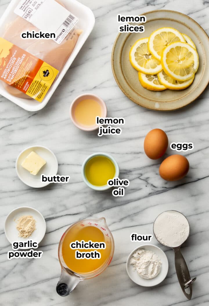 ingredients for chicken francese on countertop