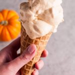 This easy 6 ingredient ice cream maker recipe for cinnamon pumpkin ice cream is perfect for autumn!