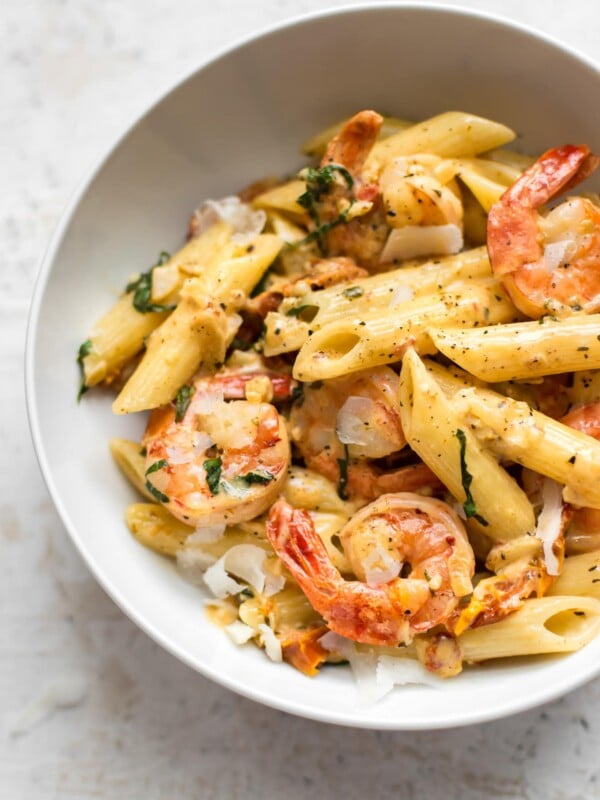 This Cajun shrimp penne is creamy, garlicky, flavorful, and slightly spicy! It's ready in under half an hour, making it the perfect easy weeknight dinner or date night recipe.