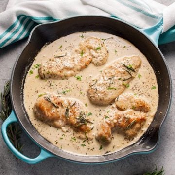 Tender chicken breast in a creamy Dijon rosemary sauce = an easy to make fall comfort food dinner you'll devour.