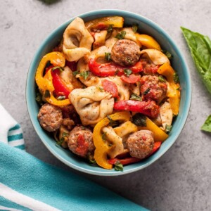 Tortellini with sausage and peppers - an easy way to make store-bought tortellini more exciting!