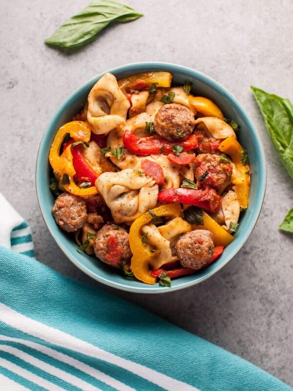 Tortellini with sausage and peppers - an easy way to make store-bought tortellini more exciting!