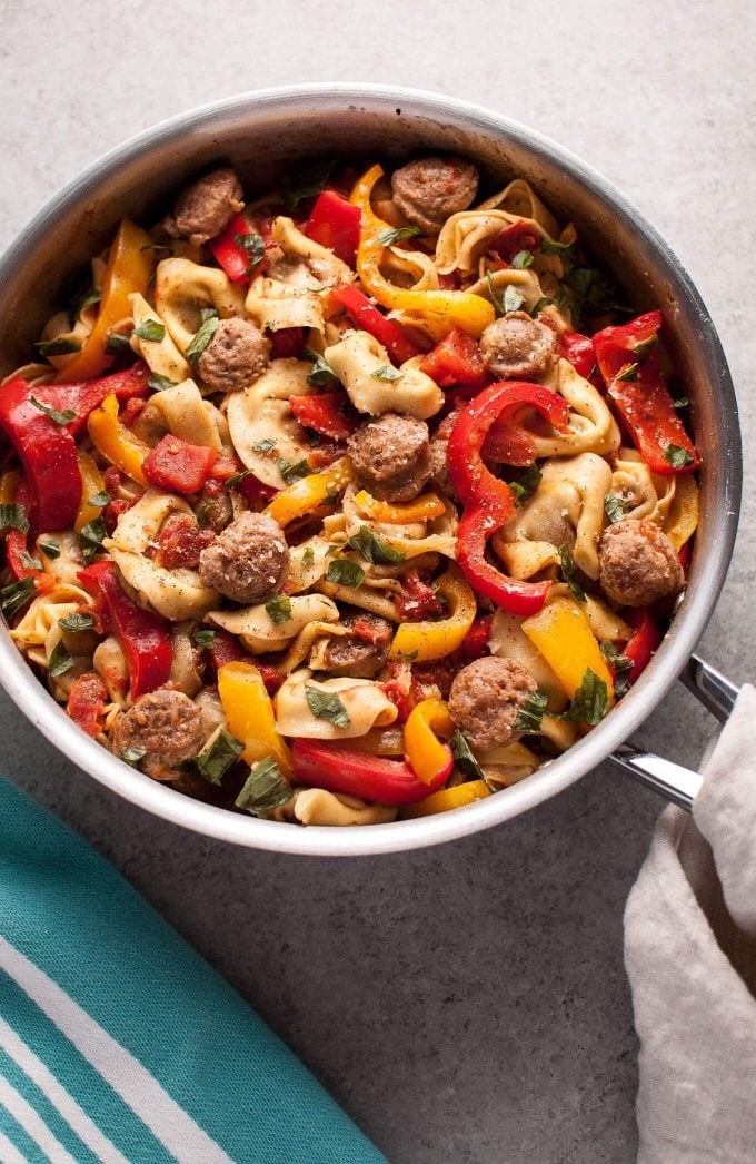 sausage tortellini skillet with peppers