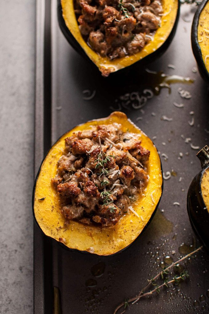 sausage stuffed acorn squash halves