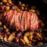 Don't want to roast a whole bird? Try my bacon wrapped turkey breast with chorizo, cranberries, and little potatoes!