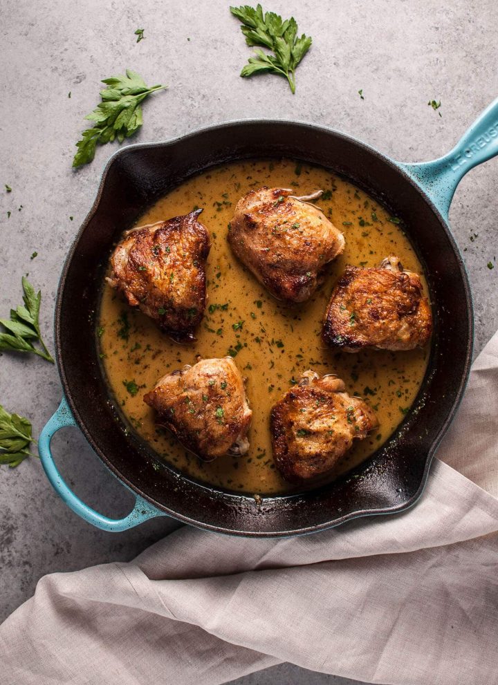 My crispy honey Dijon chicken is a grown-up twist on honey mustard, and it's absolutely delicious. Dijon mustard, white wine, and butter make it taste extra luxe.