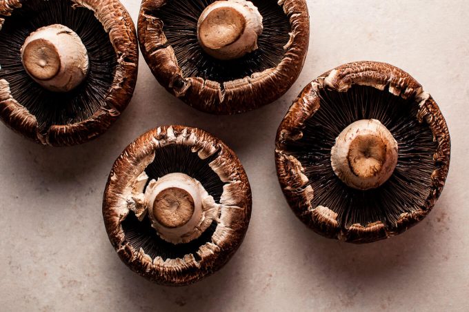 four large portobello mushrooms