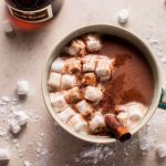 This orange spiked boozy hot chocolate is a grown-up way to enjoy the comforting winter beverage.