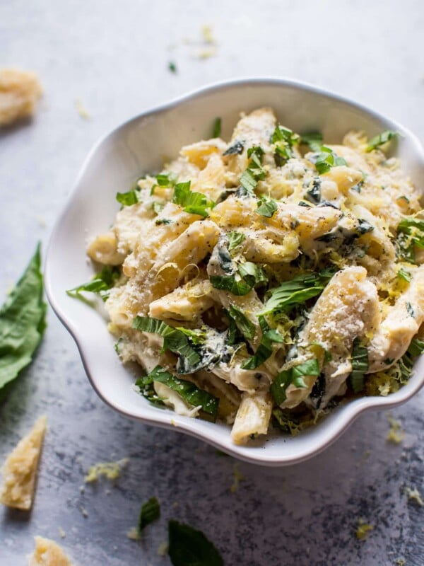 This creamy lemon basil pasta is a rich yet fresh vegetarian pasta dish that is ready in only 20 minutes!