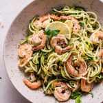 Want a fast low-carb meal that's healthy and tasty? Try these 15 minute garlic shrimp zoodles.