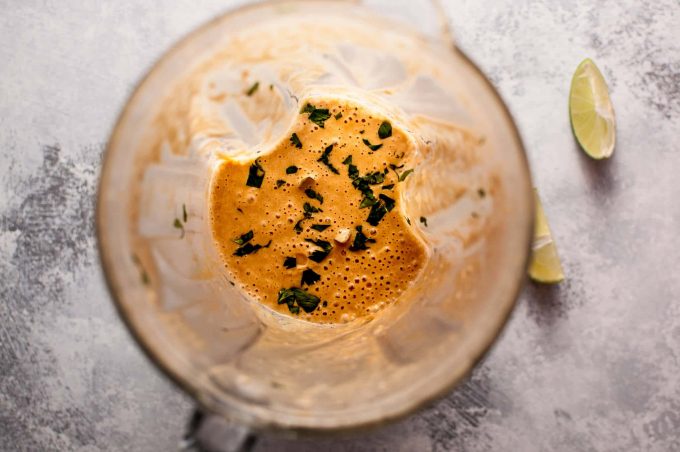cilantro lime peanut dressing in a blender
