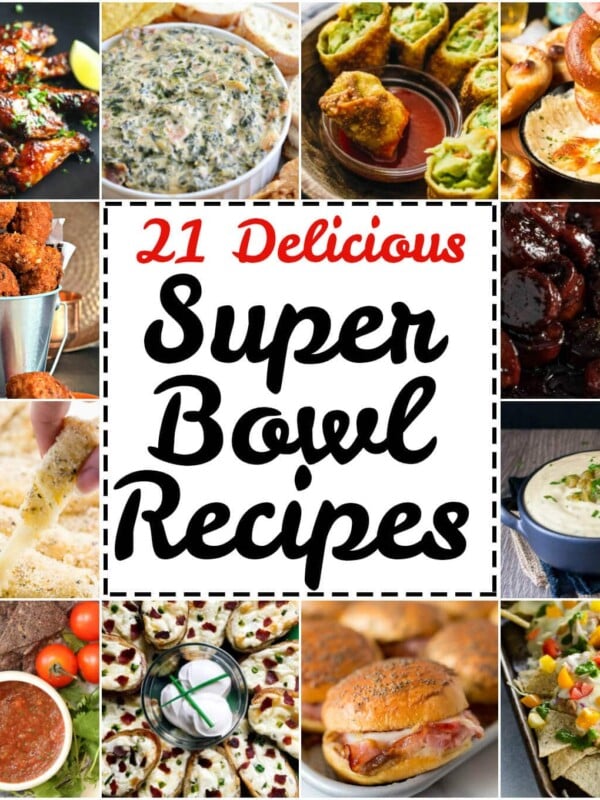 All sorts of goodies ranging from not-so-healthy to somewhat healthy in this roundup of 21 delicious Super Bowl Party Recipes.