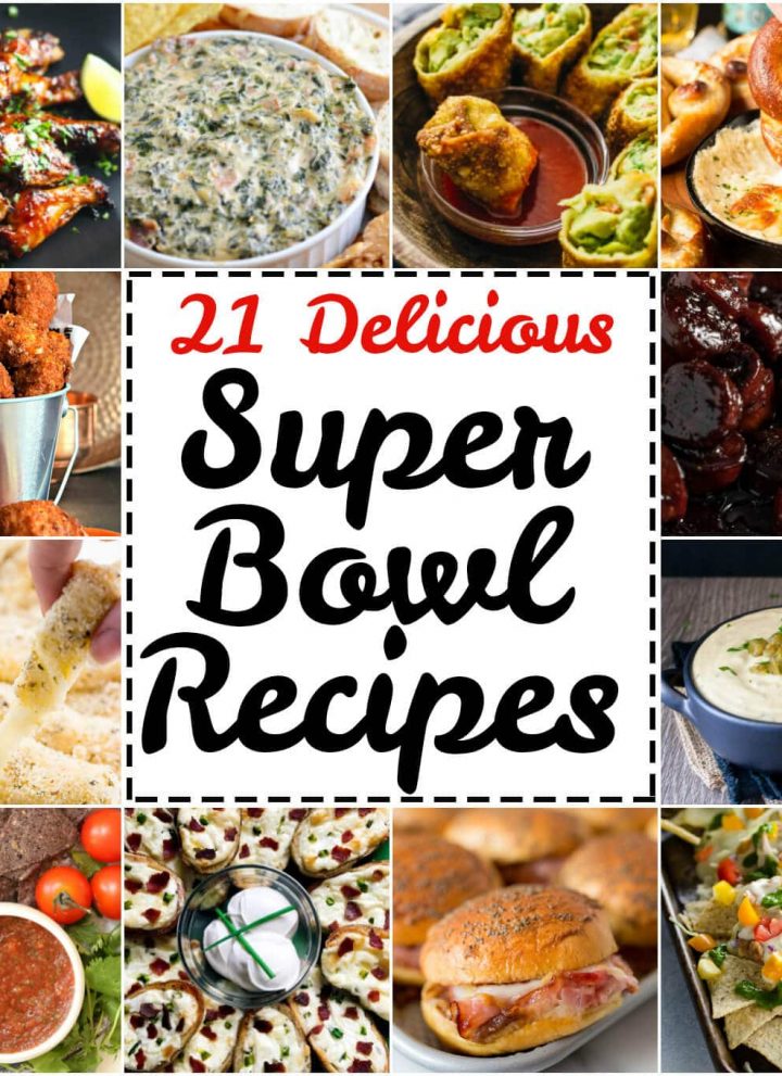 All sorts of goodies ranging from not-so-healthy to somewhat healthy in this roundup of 21 delicious Super Bowl Party Recipes.